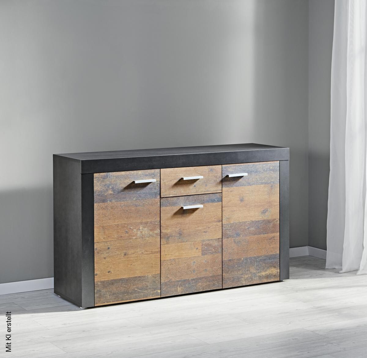 Kommode Focus Old Wood Nachbildung grau dunkel B/H/T: ca. 134x79x39 cm