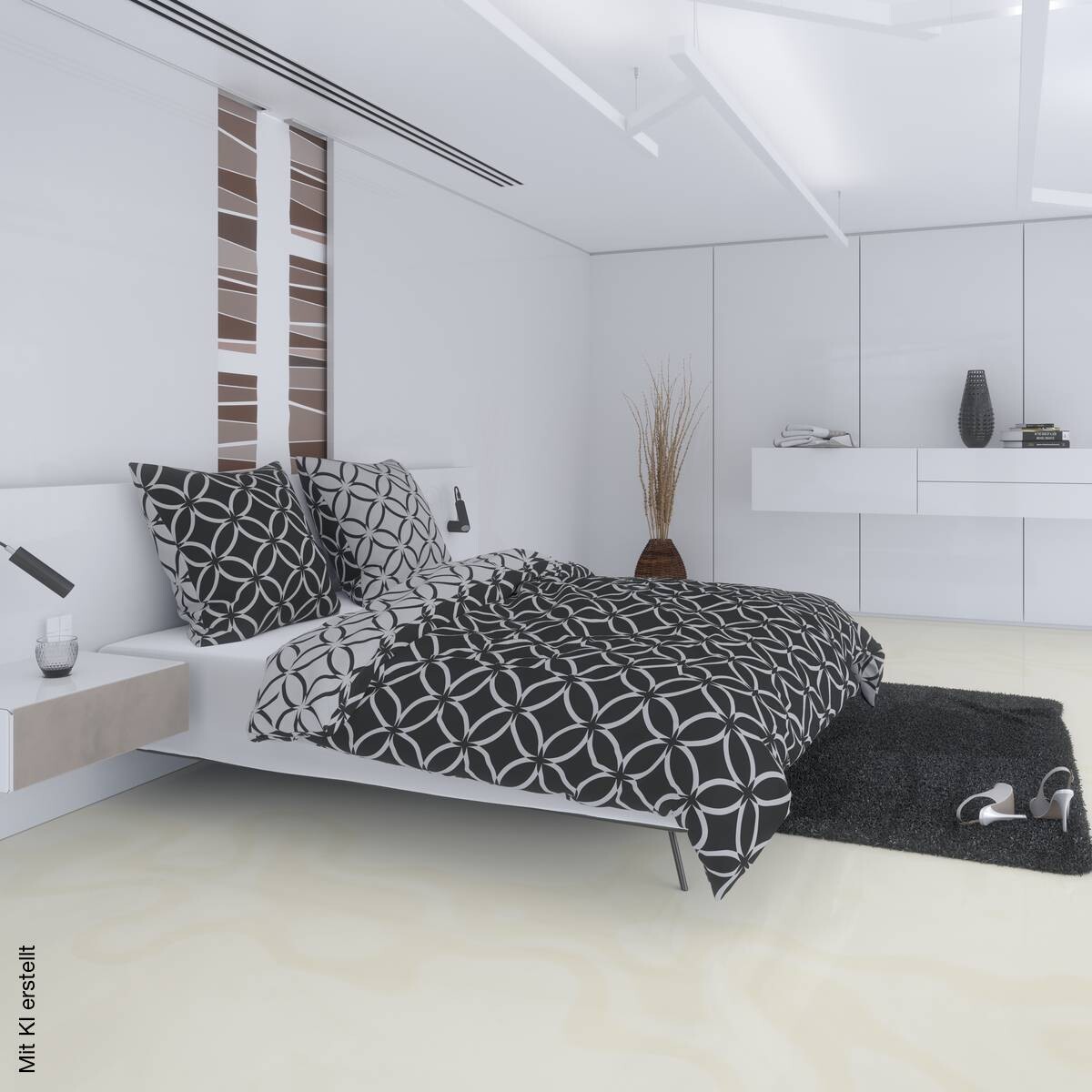 beau rêve Baumwoll Bettwäsche Renforce grau schwarz 100% Baumwolle B/L: ca. 135x200 cm