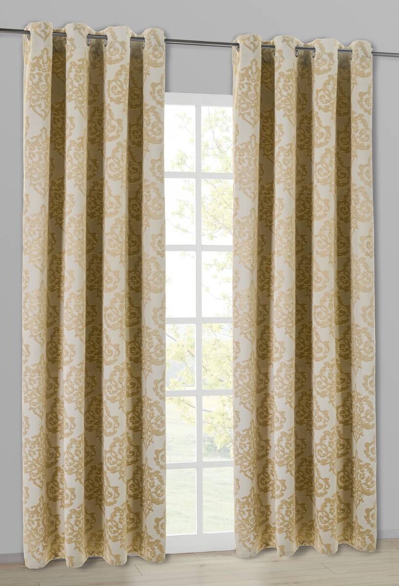 Verdunklungsvorhang Ornament champagner B/L: ca. 135x245 cm