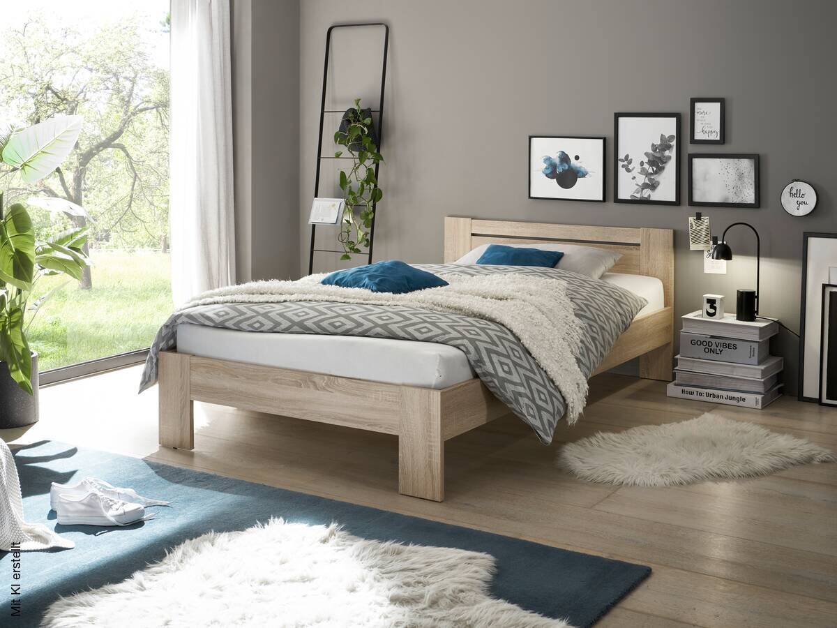 Futonbett Cannes Eiche Sonoma Nachbildung Liegefläche B/L: ca. 120x200 cm