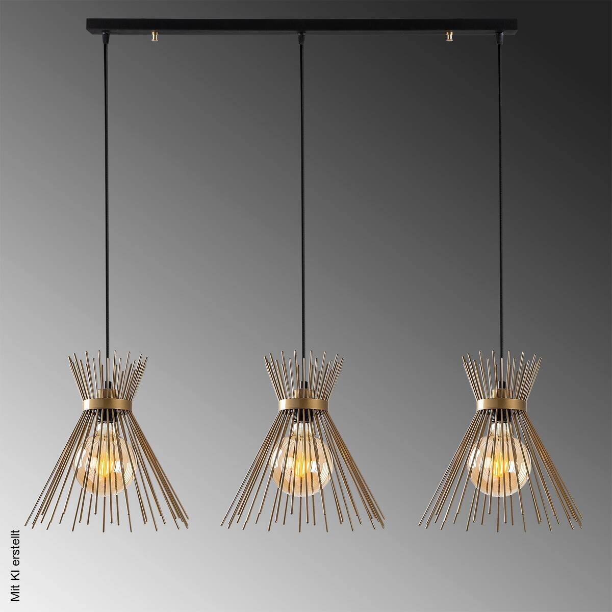 Opviq Pendelleuchte Kirpi schwarz B/H/T/L: ca. 104x129x34x104 cm E27 3 Brennstellen