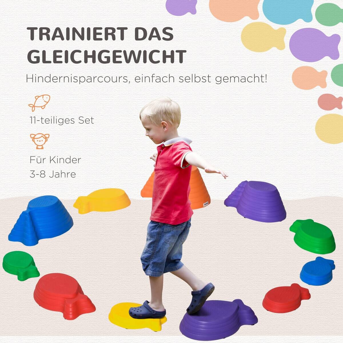 Outsunny Kinder Balanciersteine 11-tlg. B/H/L: ca. 31x42x20 cm