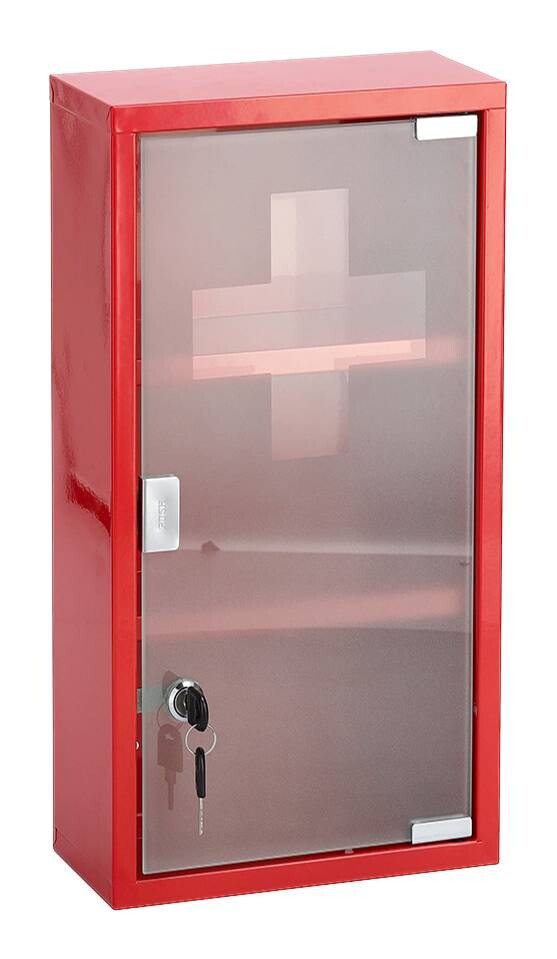 Medizinschrank rot Metall B/H/L: ca. 12x45x25 cm