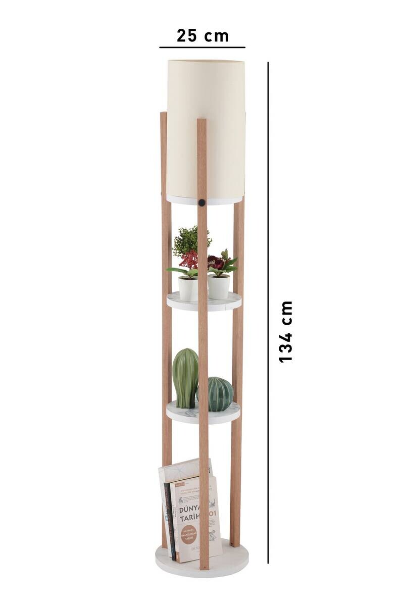 Opviq Stehleuchte Circle weiß natur MDF B/H/L: ca. 21x135x21 cm E27 1 Brennstellen