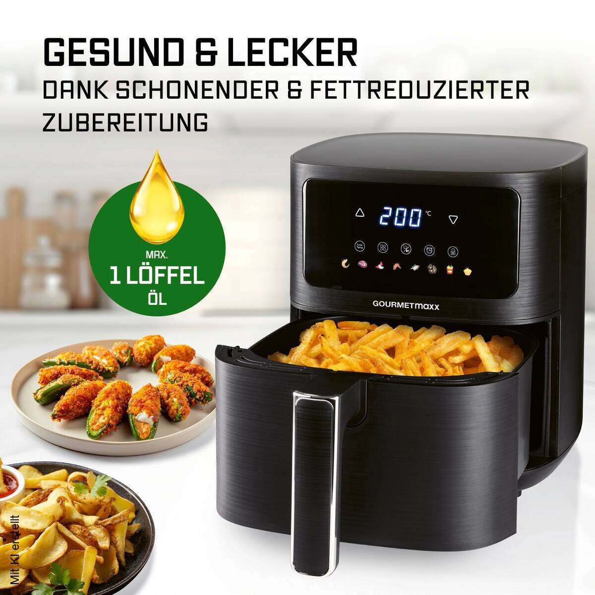GOURMETmaxx Heißluftfritteuse 16394 schwarz Kunststoff B/H/L: ca. 26x29,5x36 cm ca. 4,5 l