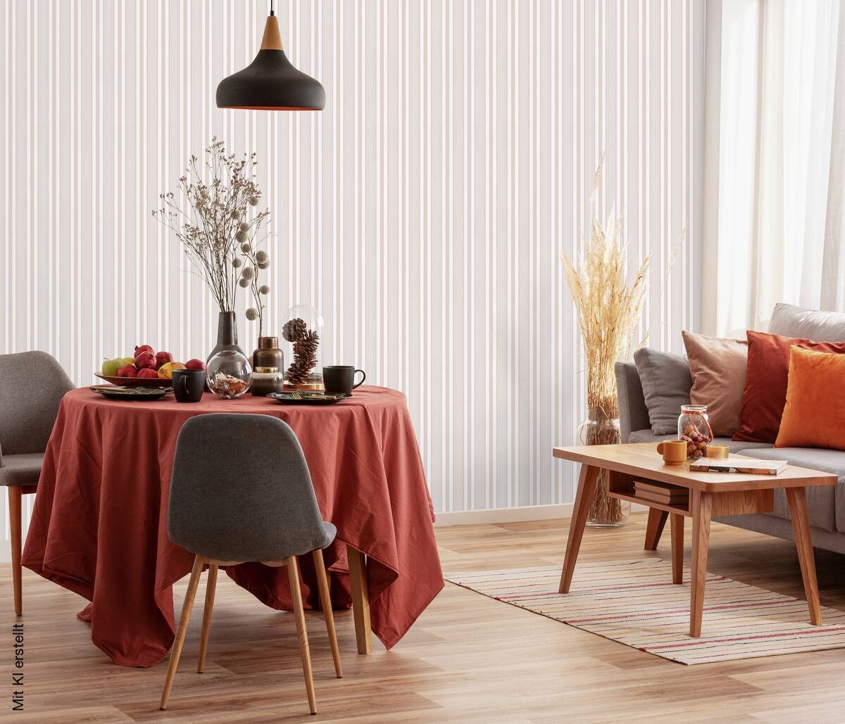 Vliestapete Streifen rosa weiß B/L: ca. 53x1005 cm