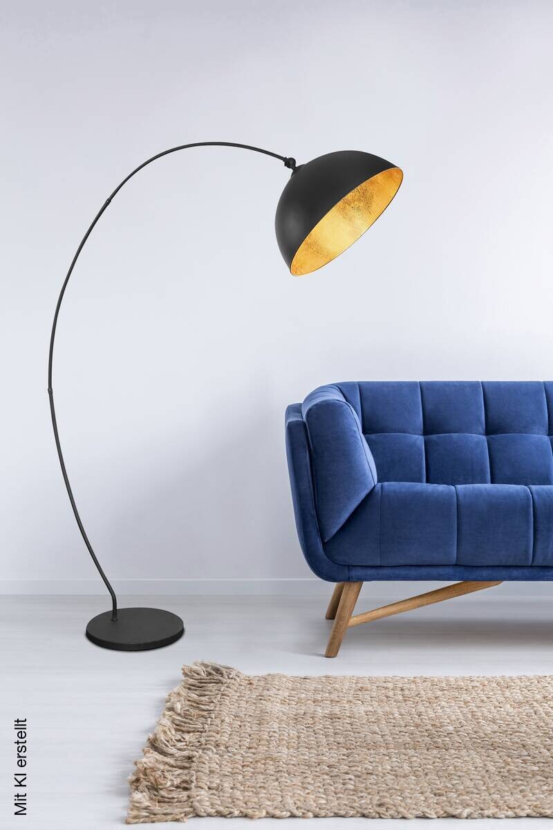 GLOBO Stehlampe gold schwarz Metall B/H/T: ca. 45x182x115 cm E27 1 Brennstellen