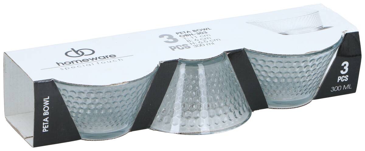 Schüssel-Set transparent Glas 3 tlg.