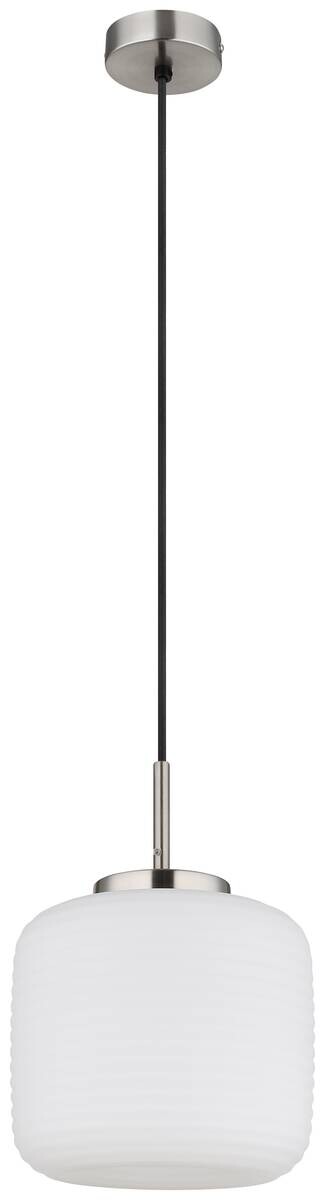 GLOBO Pendelleuchte nickel matt schwarz Opal Metall Glas H/D: ca. 130x24 cm 1 Brennstellen
