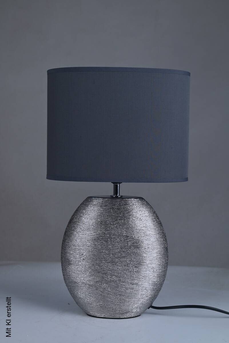 POCOline Keramik Tischleuchte Anouk grau silber Keramik B/H/L: ca. 15x45x26 cm E14 1 Brennstellen