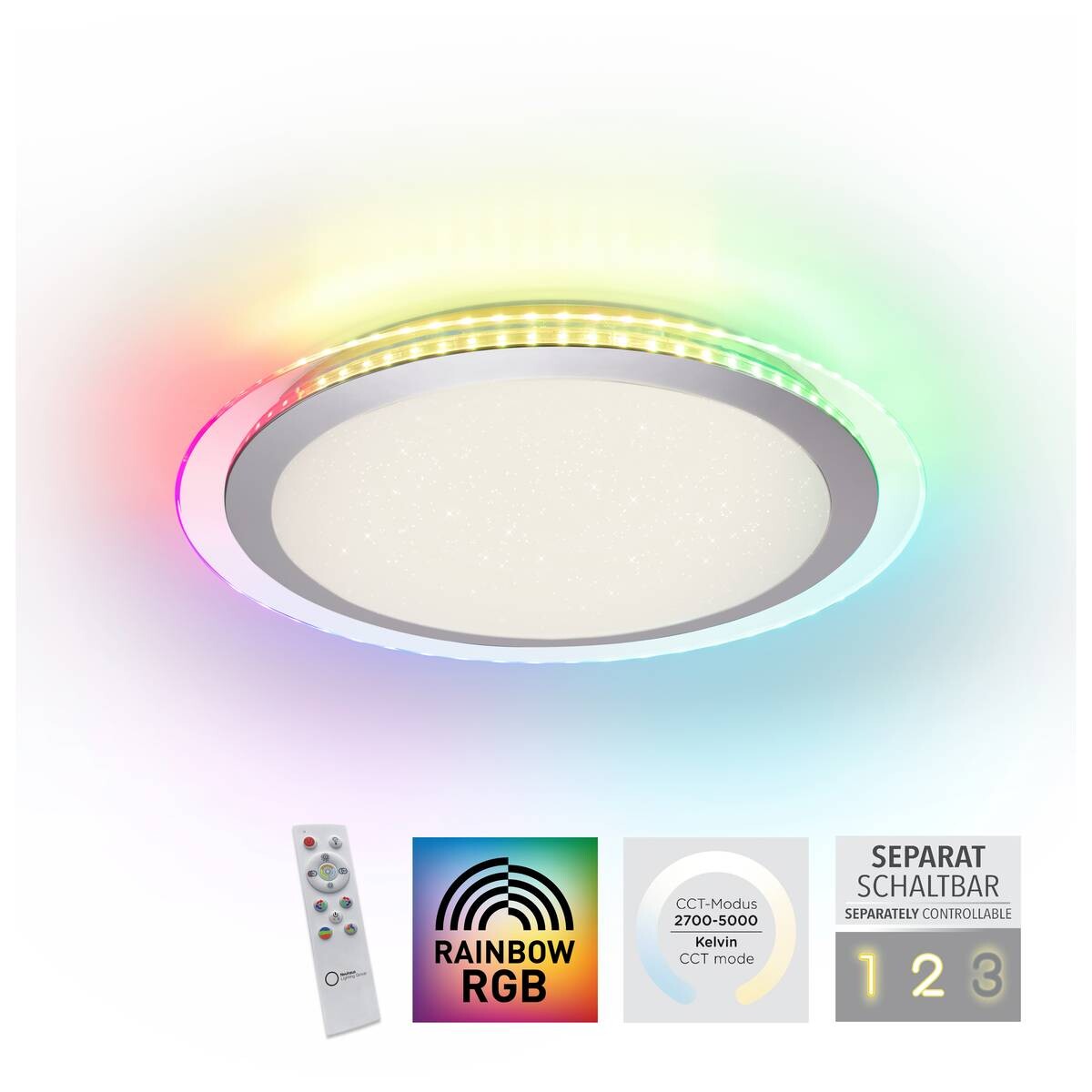 Just Light LED-Deckenleuchte Cyba klar silber Kunststoff Metall H/D: ca. 8x45 cm 2 Brennstellen