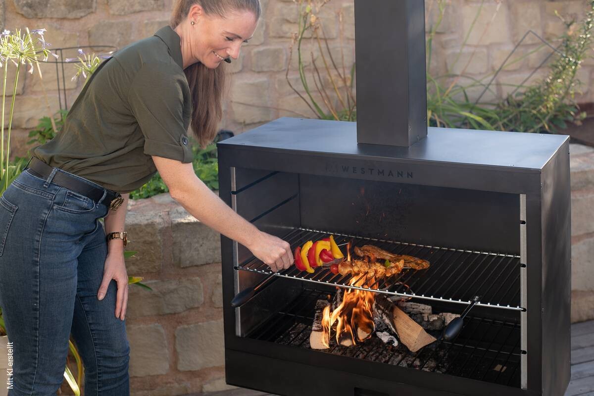 Westmann Grill-und Gartenkamin schwarz Metall B/H/T: ca. 90x160x50 cm