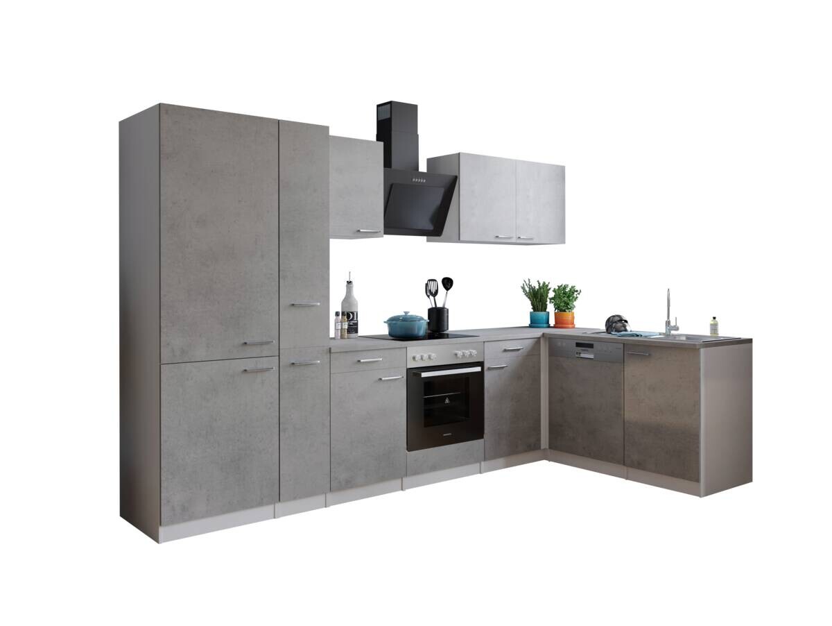 Respekta Winkelküche Malia Beton Optik B/H/T: ca. 310x200x172 cm