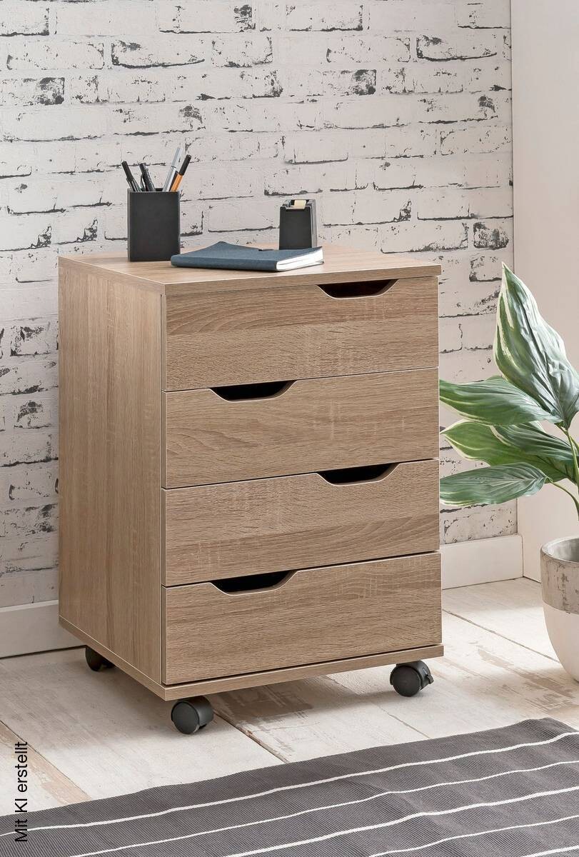 Rollcontainer braun Spanplatte B/H/T: ca. 40x60x40 cm
