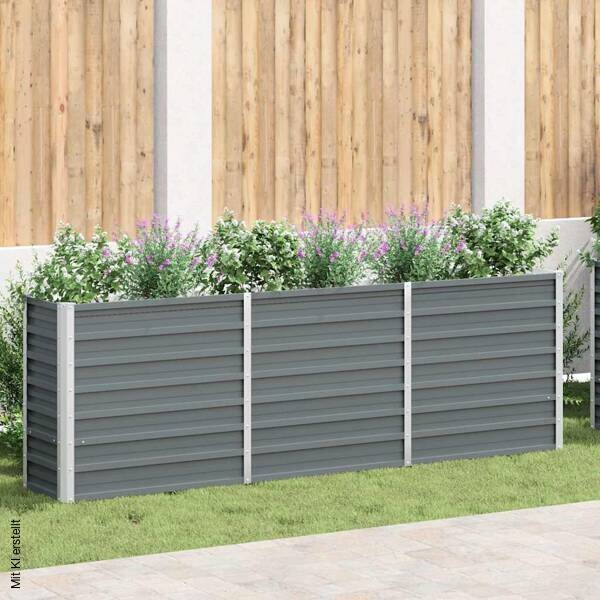 Garten-Hochbeet grau Stahl B/H/L: ca. 40x77x240 cm