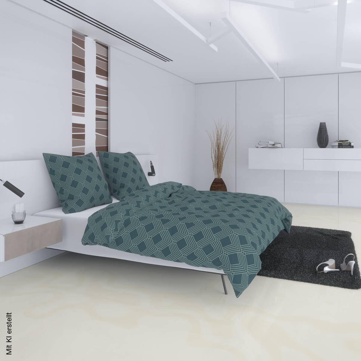 Microfaser Bettwäsche petrol Polyester B/L: ca. 135x200 cm