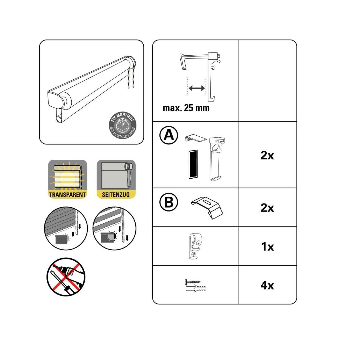 Doppelrollo Duo weiß B/L: ca. 65x150 cm