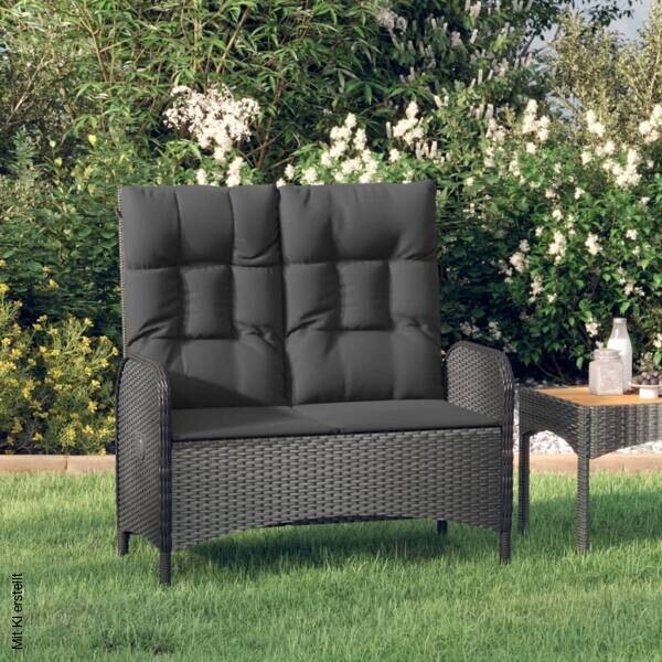 vidaXL Gartenbank schwarz Kunststoff B/H/T/L: ca. 62x109x62,5x107 cm