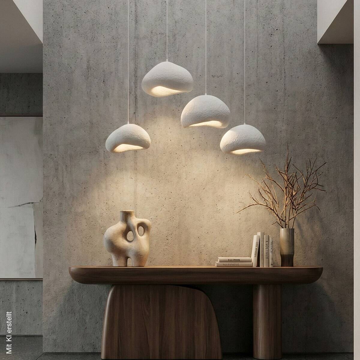 Opviq Pendelleuchte weiß Metall Fiberglas B/H/T/L: ca. 174x115x46x174 cm E27 4 Brennstellen