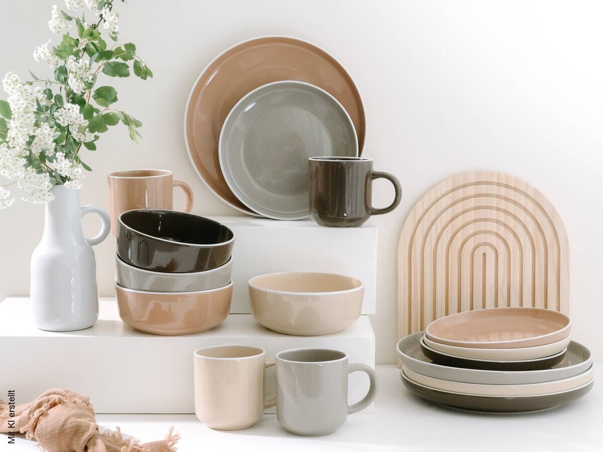 CreaTable Kombiservice Nordic Mocha Mousse braun Steinzeug 16 tlg.