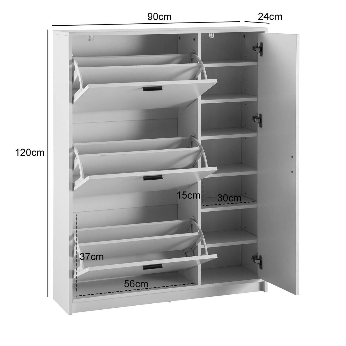 Schuhschrank weiß B/H/T: ca. 90x120x24 cm