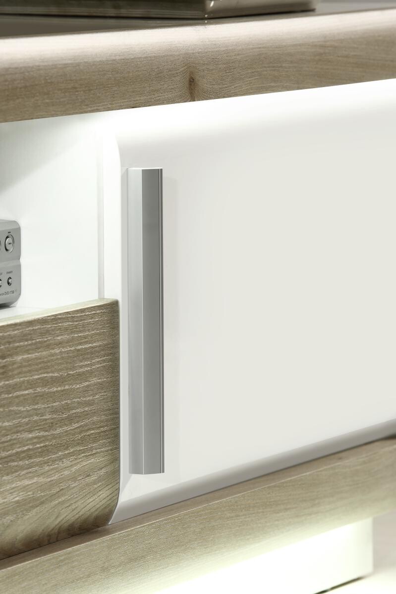 TV-Lowboard weiß weiß Hochglanz Eiche Nelson Nachbildung B/H/T: ca. 192,7x56,2x53 cm