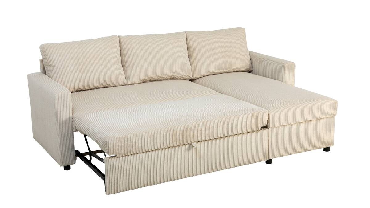 Ecksofa mit Bettfunktion und Bettkasten pearl Microfaser B/H/T: ca. 215x145x82 cm