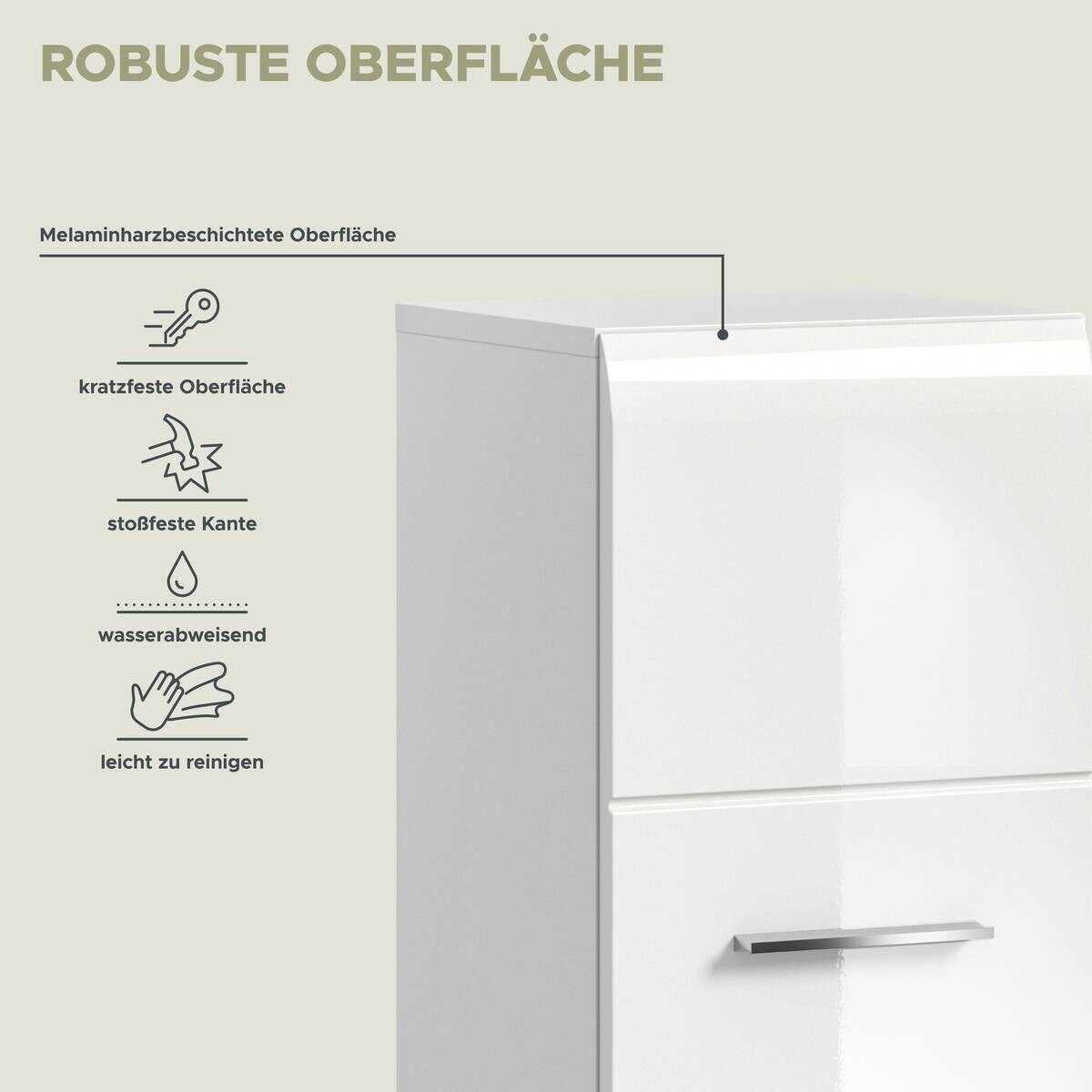 Stauraumelement Ice weiß weiß Hochglanz B/H/T: ca. 30x106x30 cm