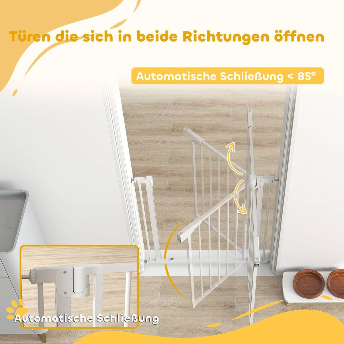 PawHut Treppenschutzgitter weiß B/H/T/L: ca. 3x76x3x81 cm