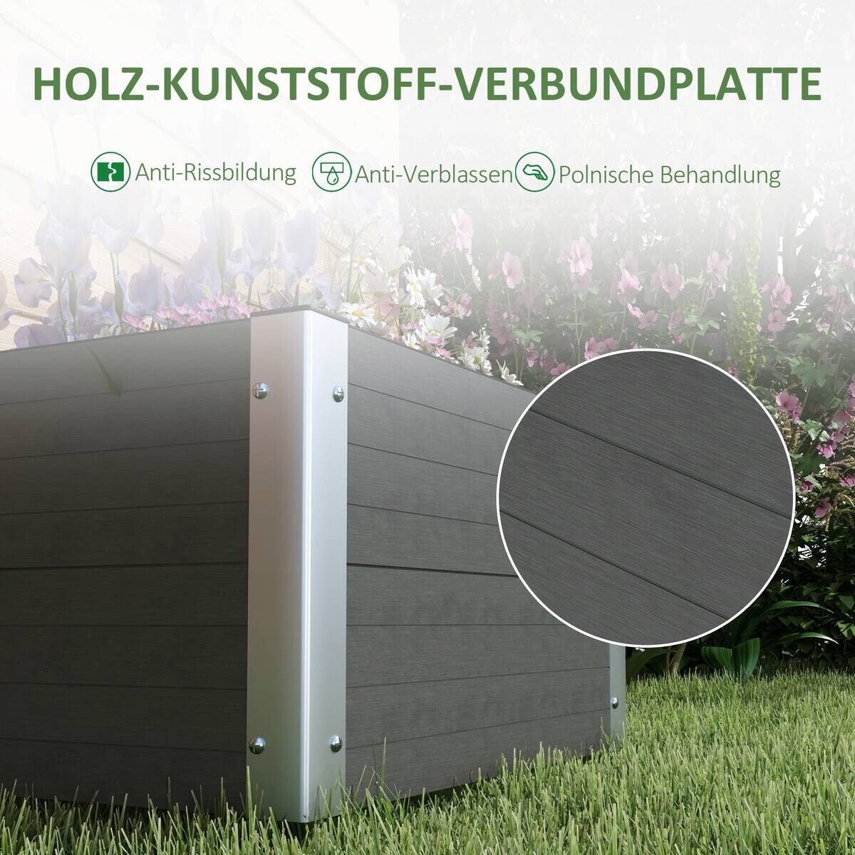 Outsunny Hochbeet grau Polypropylen B/H/L: ca. 60x60x30 cm