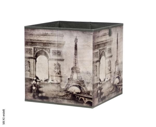 Motivbox Paris dunkelbeige B/H/T: ca. 32x32x32 cm