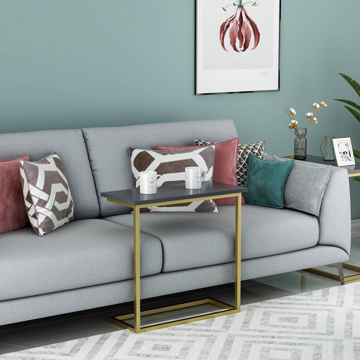 Beistelltisch Narin anthrazit gold Optik Metall B/H/T: ca. 64x62x30 cm