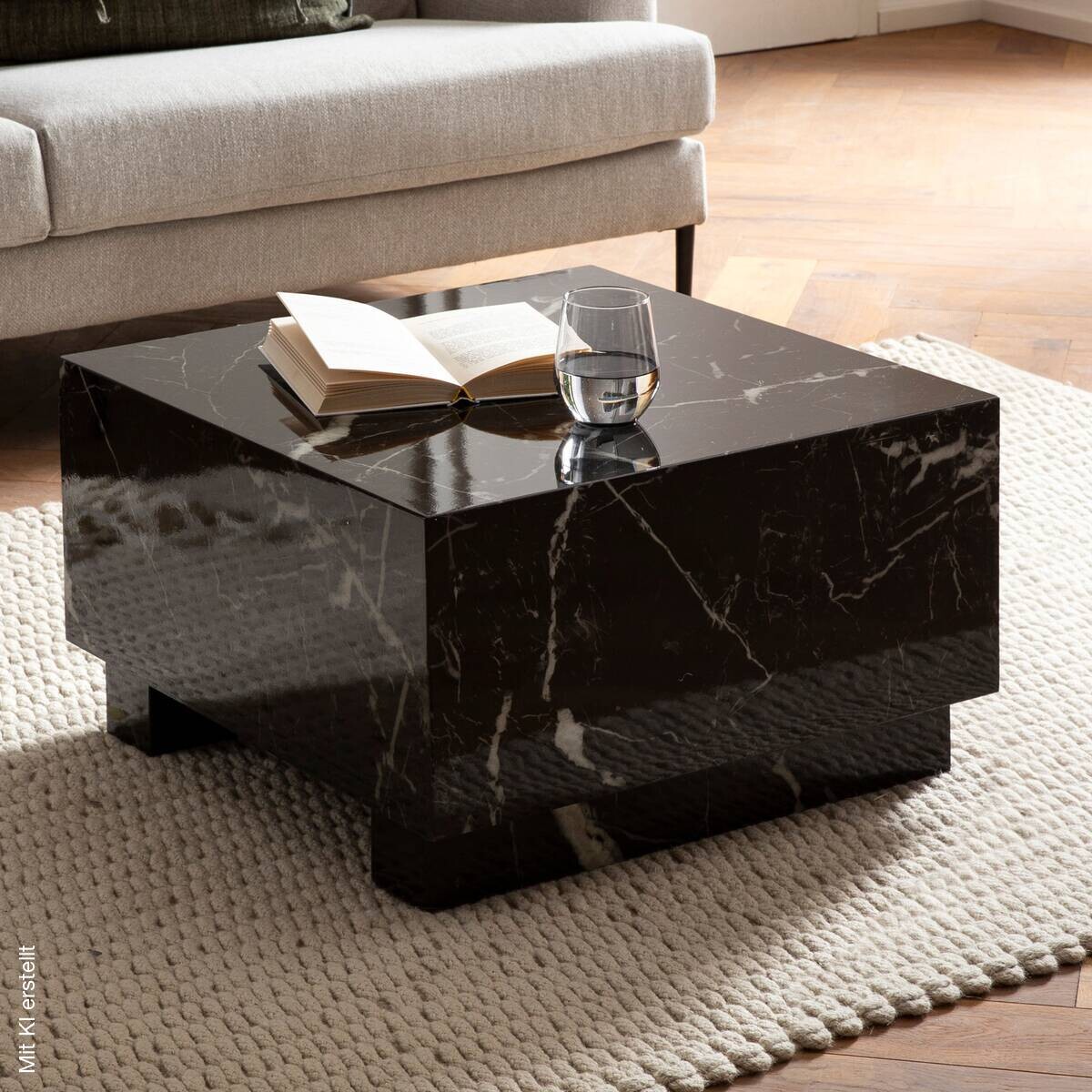 Couchtisch schwarz Marmor Optik B/H/T: ca. 60x35x60 cm