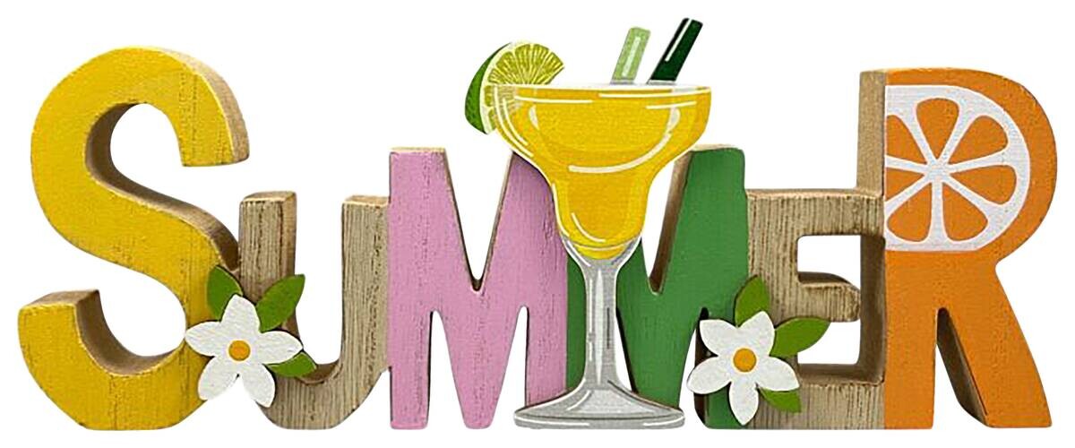 Schriftzug bunt Holz B/H/L: ca. 9x22x2 cm