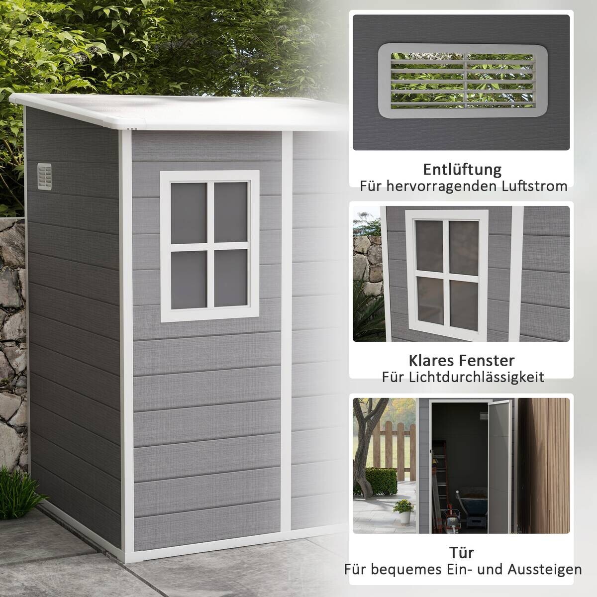 Outsunny Gartenhaus grau B/H/L: ca. 149x192x122 cm