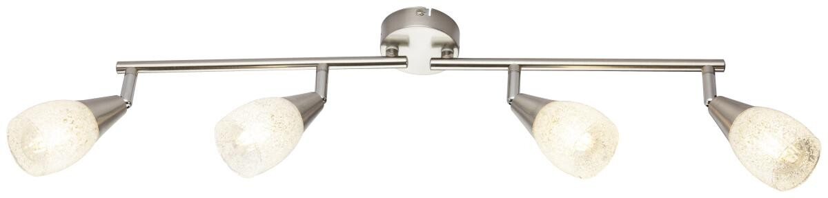 GLOBO Spotbalken Franziska nickel matt klar Glas Acryl B/H/L: ca. 8x19x60 cm 4 Brennstellen