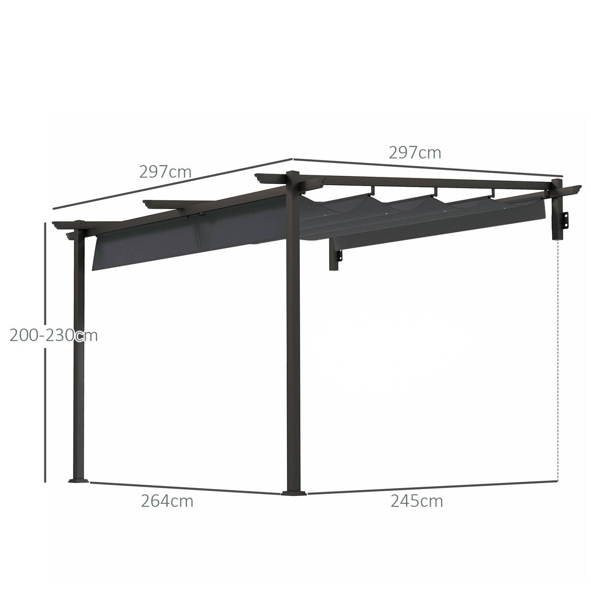Outsunny Pergola dunkelgrau Aluminium B/H/L: ca. 297x230x297 cm