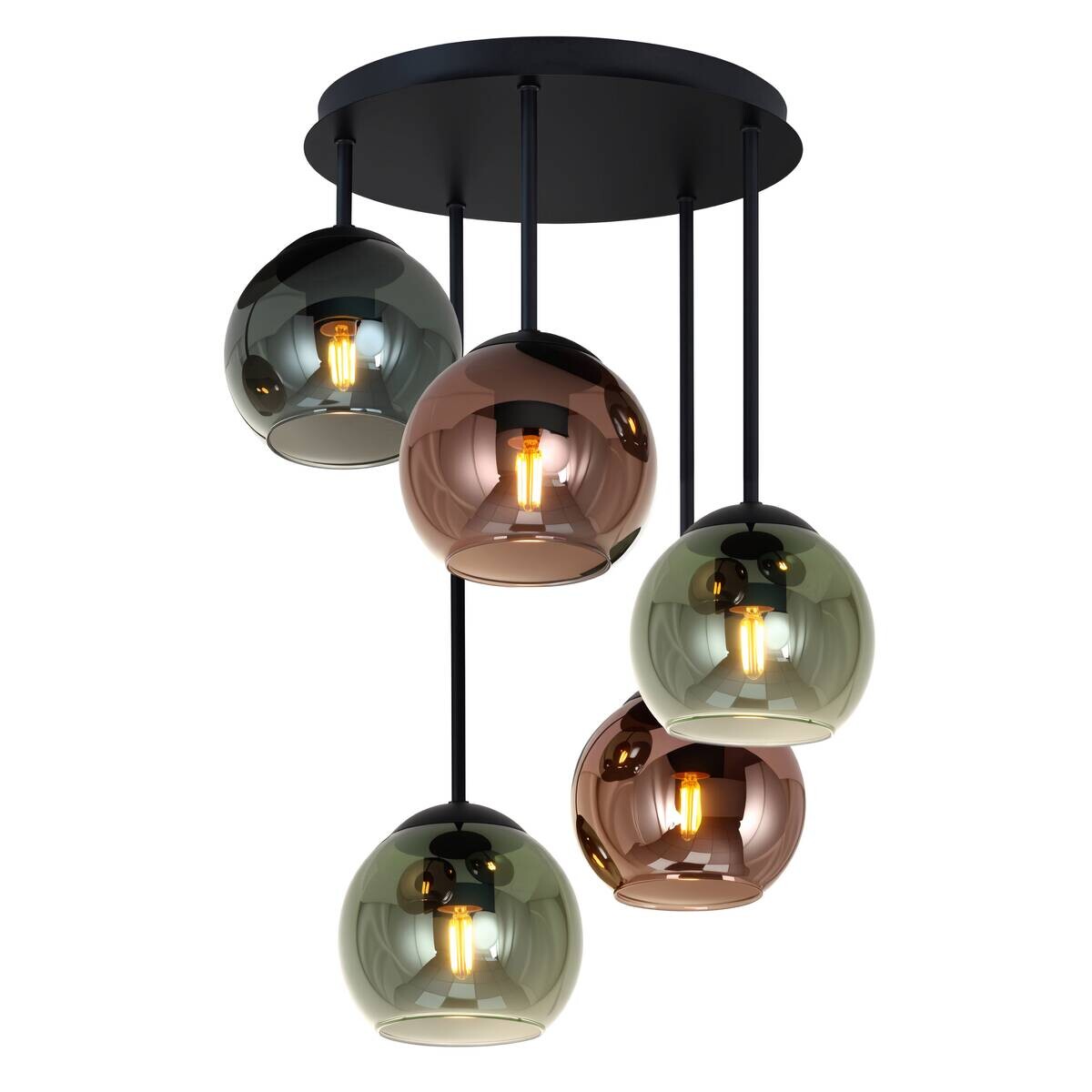 Pendelleuchte bunt Glas H/D: ca. 58,5x42 cm E27 5 Brennstellen