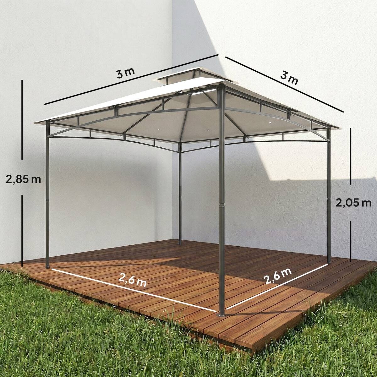 Outsunny Pavillon creme Polyester B/H/L: ca. 300x285x300 cm