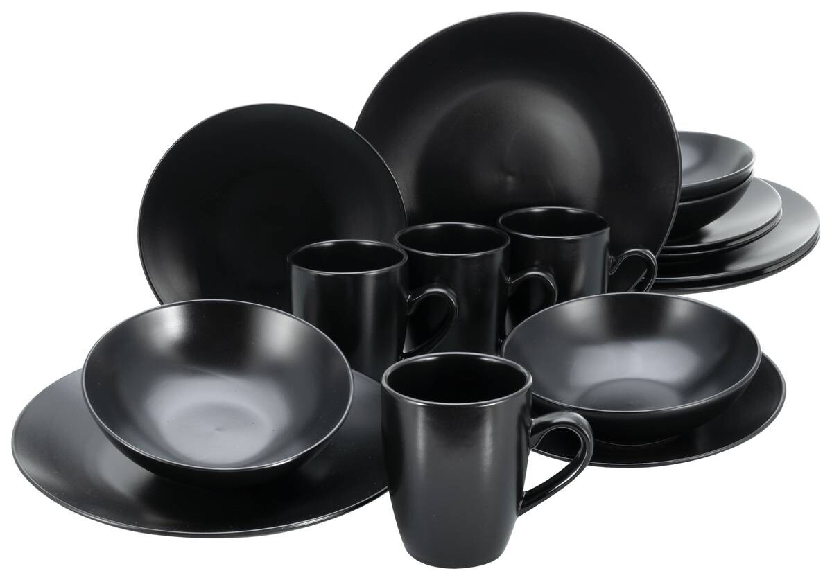 CreaTable Kombiservice Black Matt schwarz Steinzeug 16 tlg.