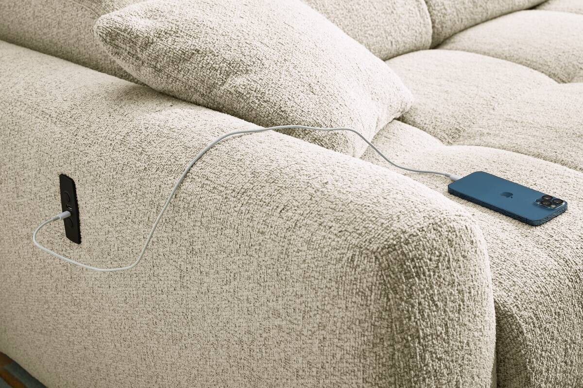 Ecksofa mit elektrischer XXL Sitztiefenverstellung beige Flachgewebe B/H/T: ca. 270x109x175 cm