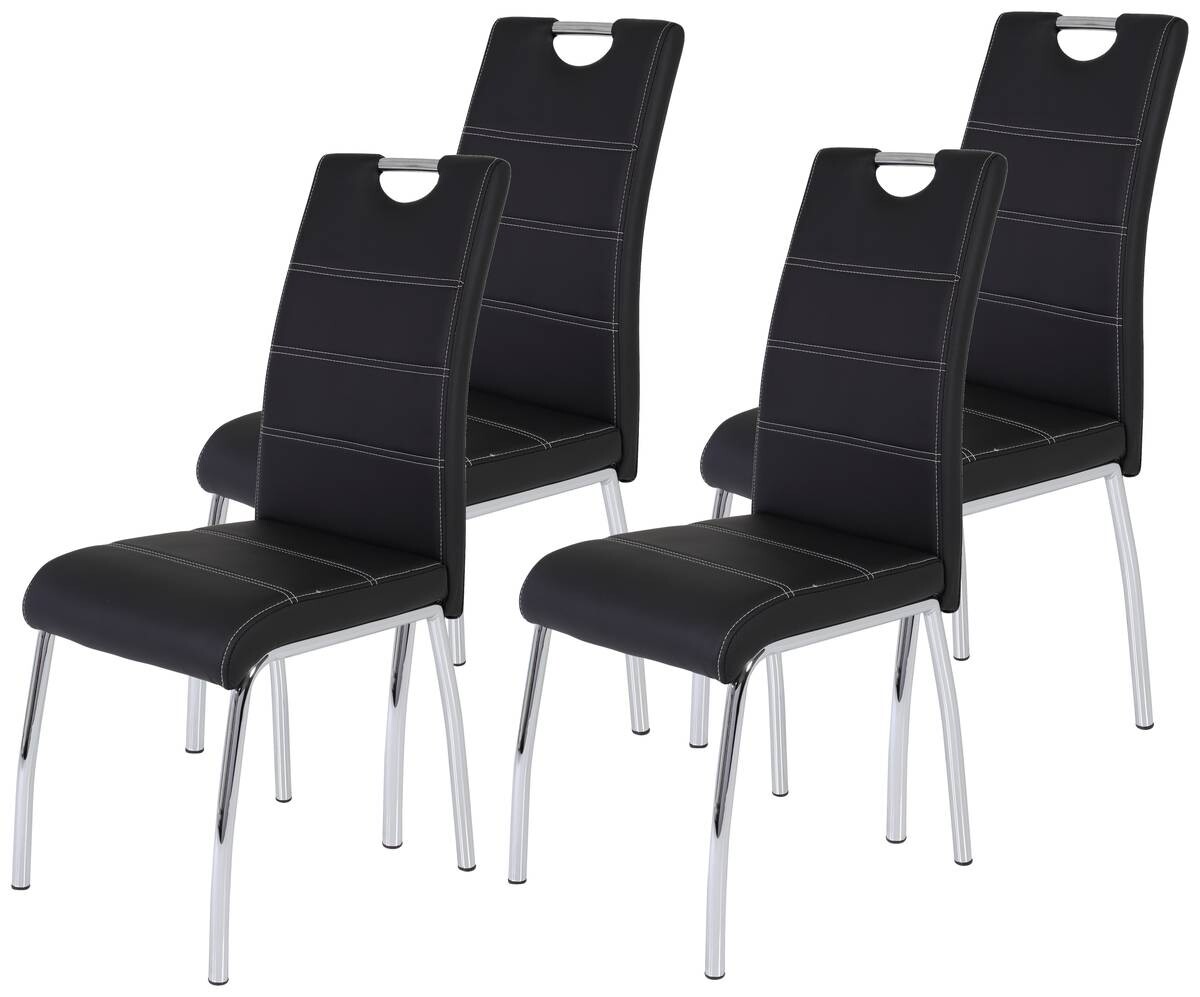 Stuhl Susi 4er Set schwarz Kunstleder B/H/T: ca. 44x98x61 cm