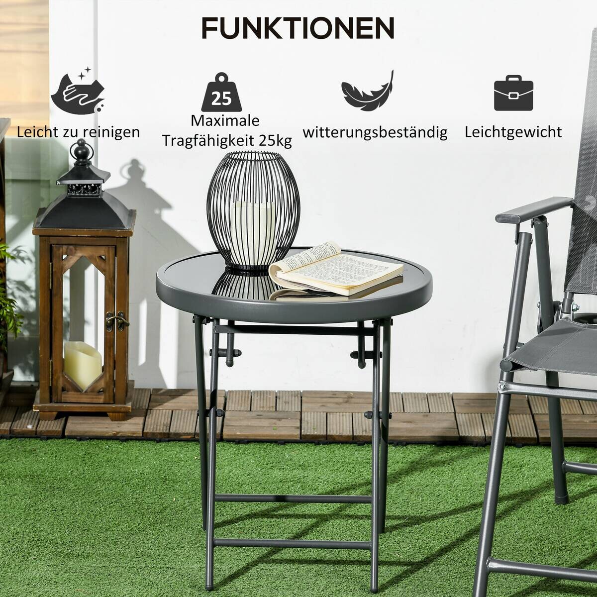 Outsunny Beistelltisch schwarz Metall B/H/L: ca. 45x50x45 cm