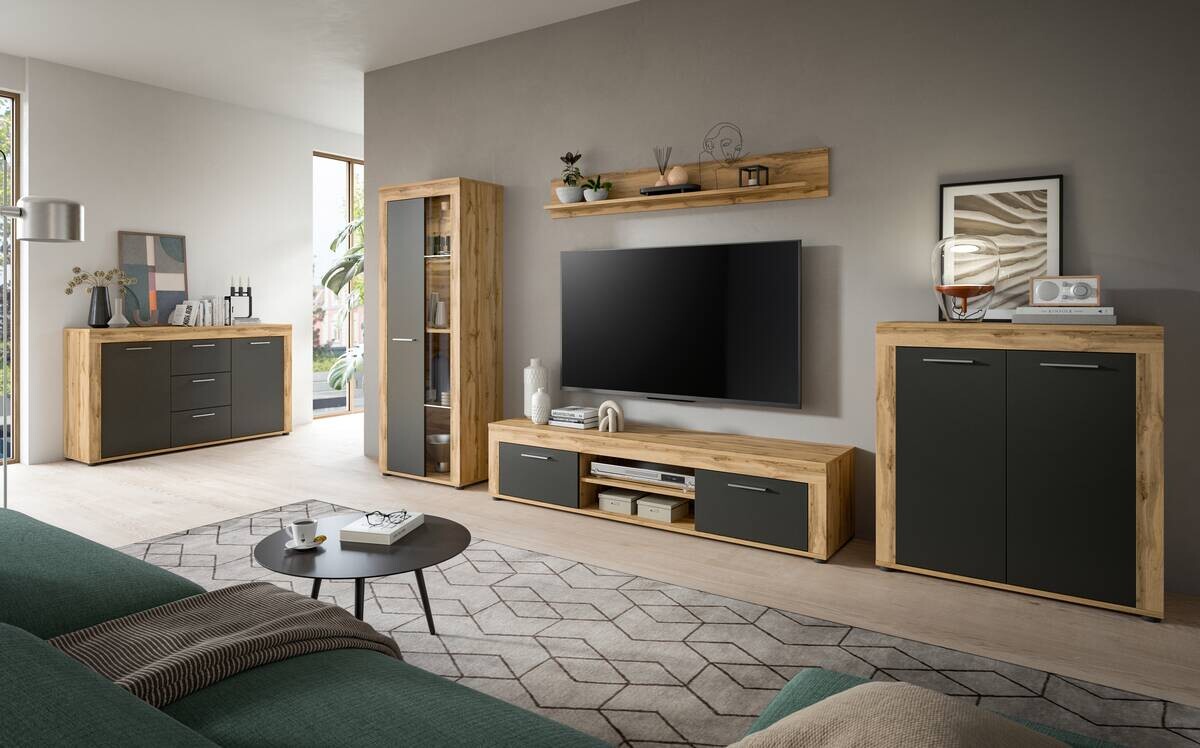 Highboard Jam Eiche Wotan Nachbildung grau B/H/T: ca. 80x88x35 cm