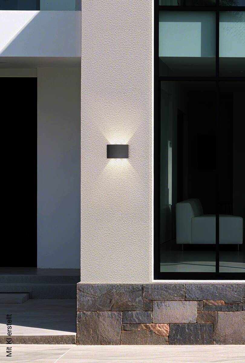 LED-Außenwandleuchte klar schwarz B/H/T: ca. 18x9,5x4,2 cm