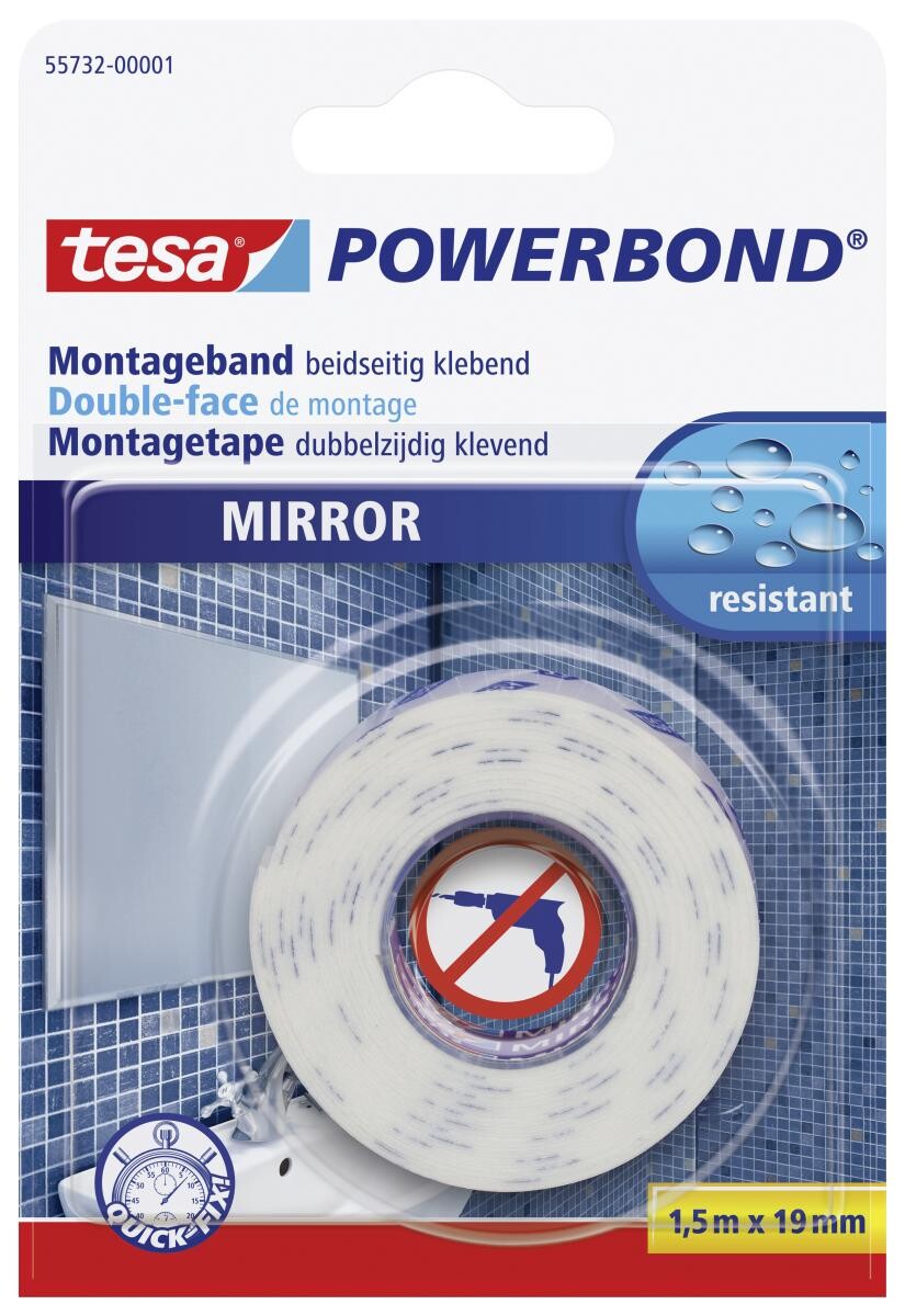 tesa Montageband Powerbond-Spiegel B/L: ca. 1,9x150 cm