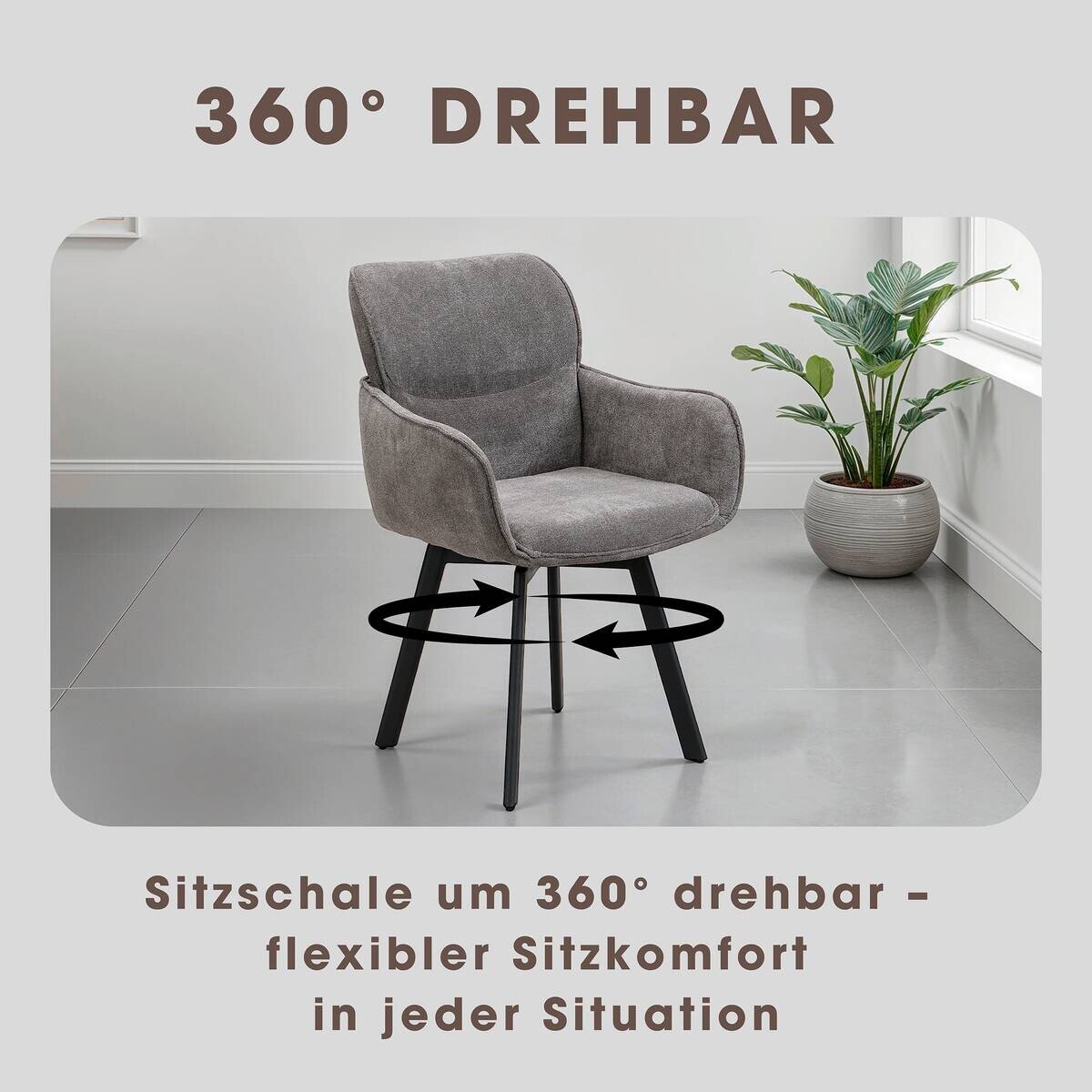 Stuhl RICO, 2er-Set schwarz grau Metall Stoff B/H/T: ca. 61x90x63 cm
