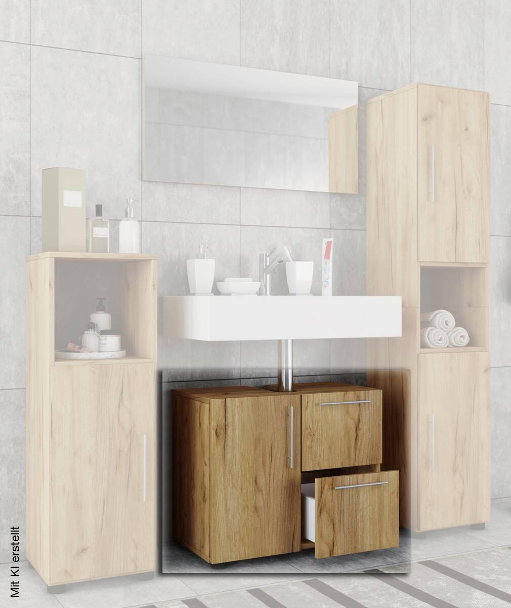 Badunterschrank Flandu Eiche Honig Nachbildung B/H/T: ca. 60x51x30 cm