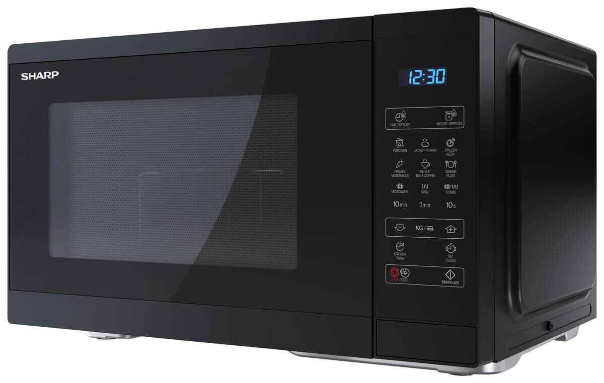 Sharp Mikrowelle mit Grill YC-MG252AE-B schwarz Stahl B/H/T: ca. 47,2x28x34,5 cm