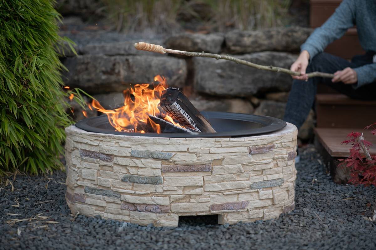 Westmann Feuerstelle stein Aluminium H/D: ca. 51x90 cm